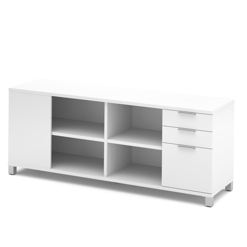 Bestar Pro-Linea 72inW Computer Desk Credenza With 3 Drawers, White