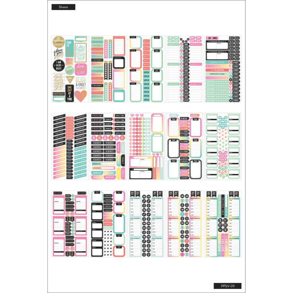 Happy Planner Classic Stickers, 9inH x 4-3/4inW x 1/4inD, Productivity, Value Pack Of 985 Stickers