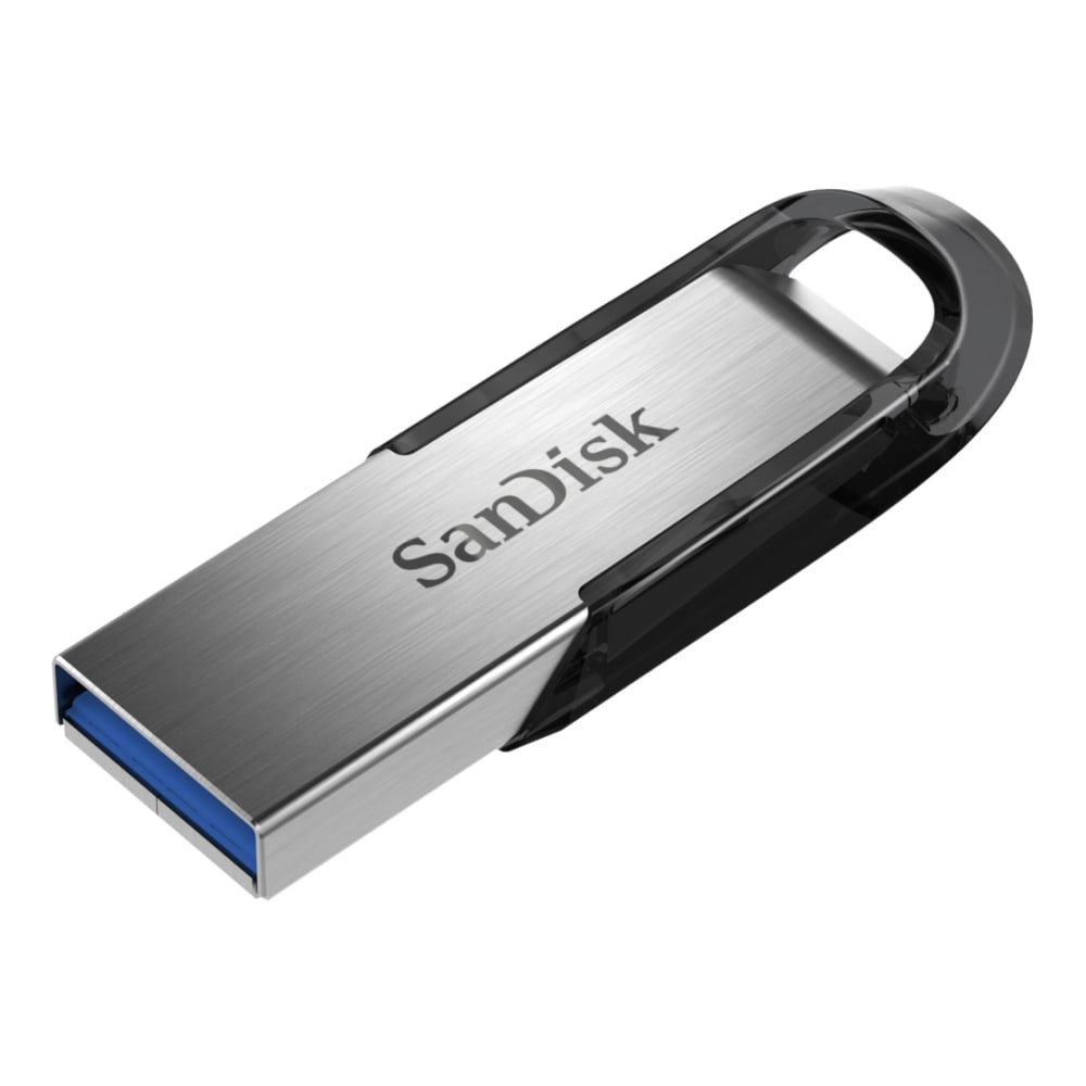 SanDisk Ultra Flair USB Drive, 64GB, Silver/Black