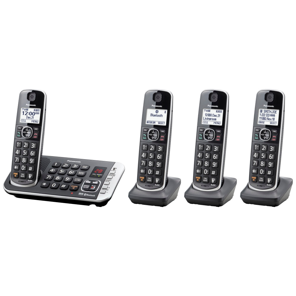 Panasonic Link2Cell Bluetooth DECT 6.0 Expandable Cordless Phone System With Digital Answering System, KX-TGE674B