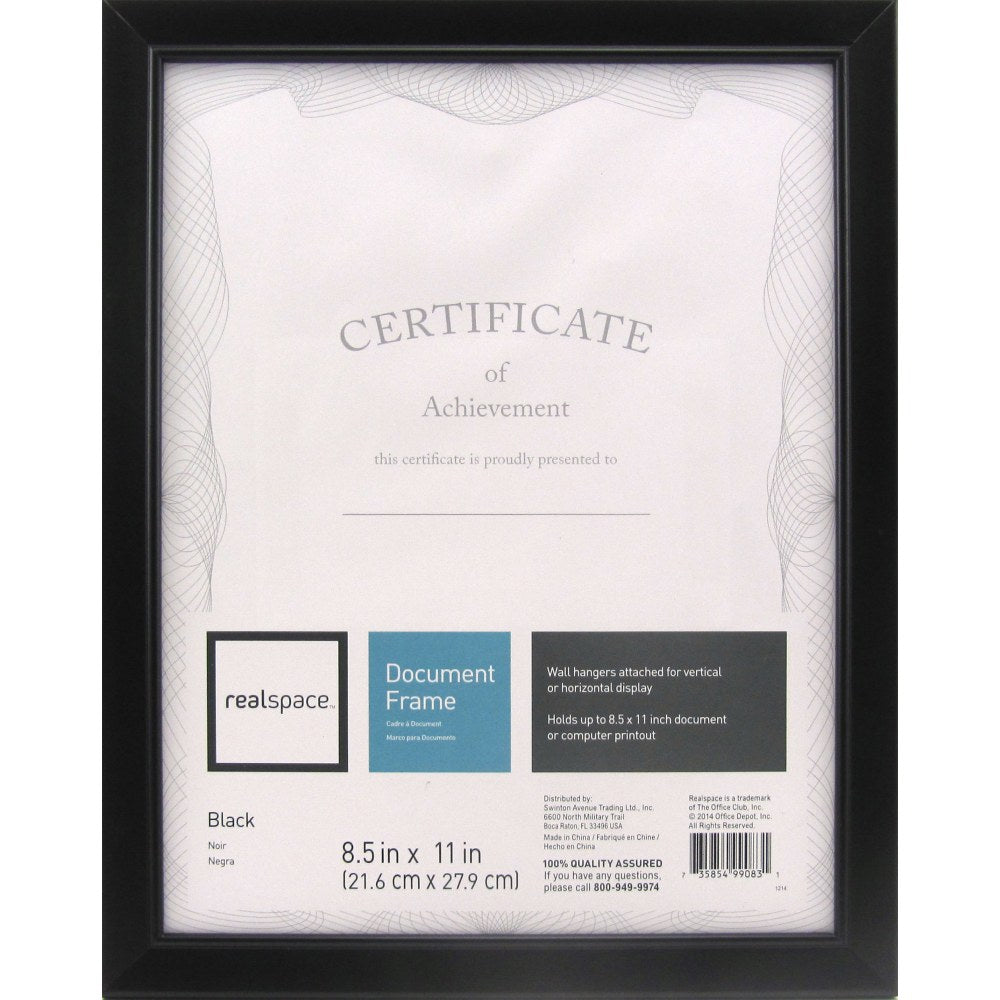 Realspace Photo/Document Frame, Cornell, 8-1/2in x 11in, Black