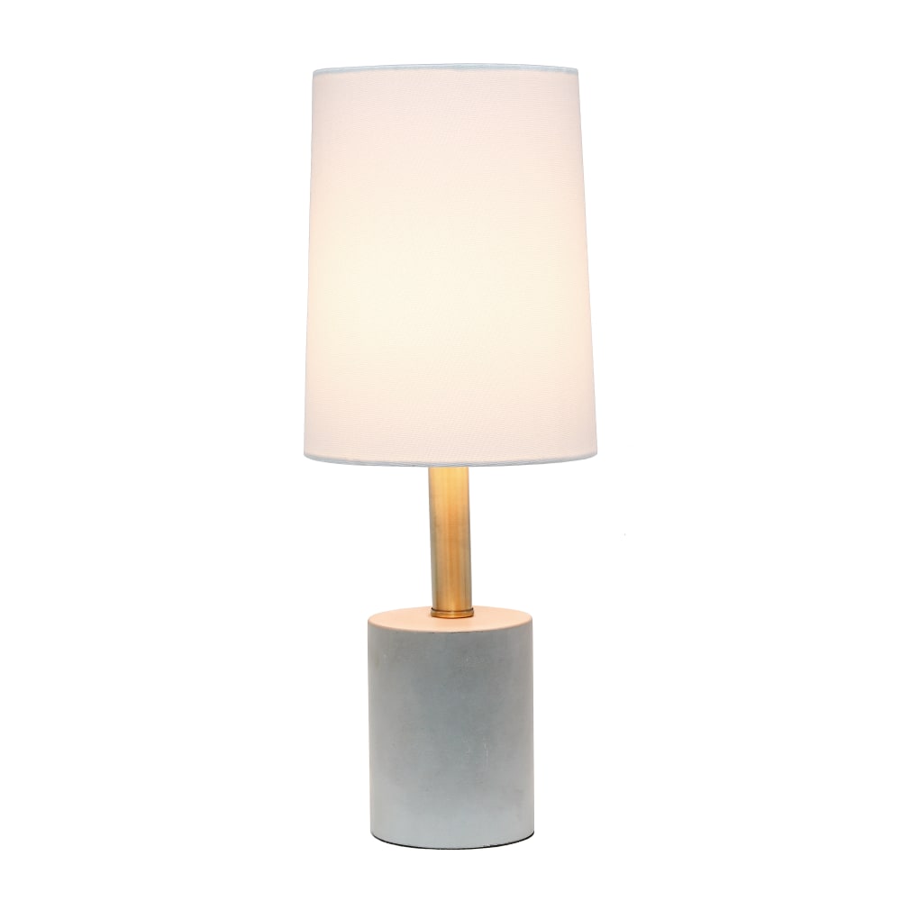 Lalia Home Antique Brass Concrete Table Lamp, 18-1/2inH, White Shade/Cement Base