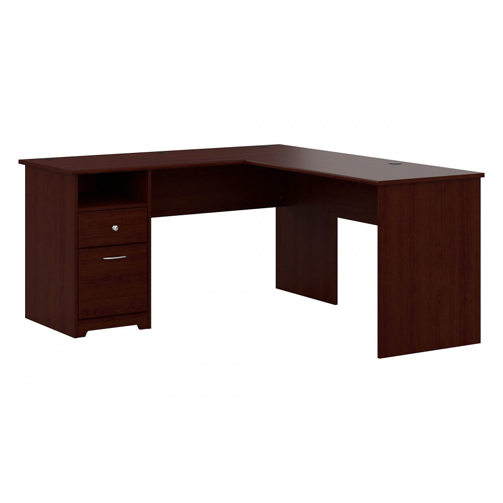 Bush Business Furniture Cabot L 60inW Shaped Corner Desk With Drawers, Harvest Cherry, Standard Delivery