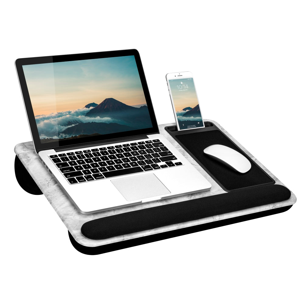 LapGear XL Deluxe Home Office Lap Desk, 21-1/8in x 14in x 2-5/8in, White Marble