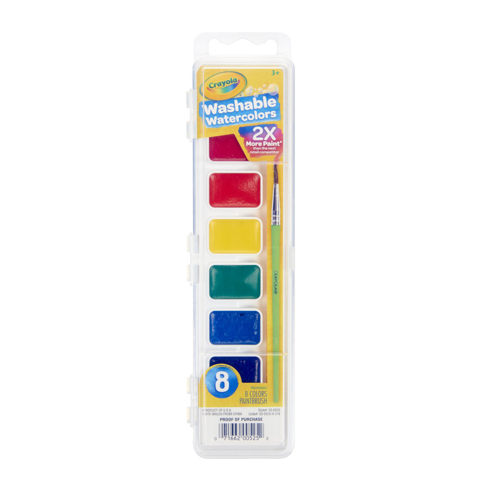 Crayola Washable Watercolor Set With Brush, Assorted Colors