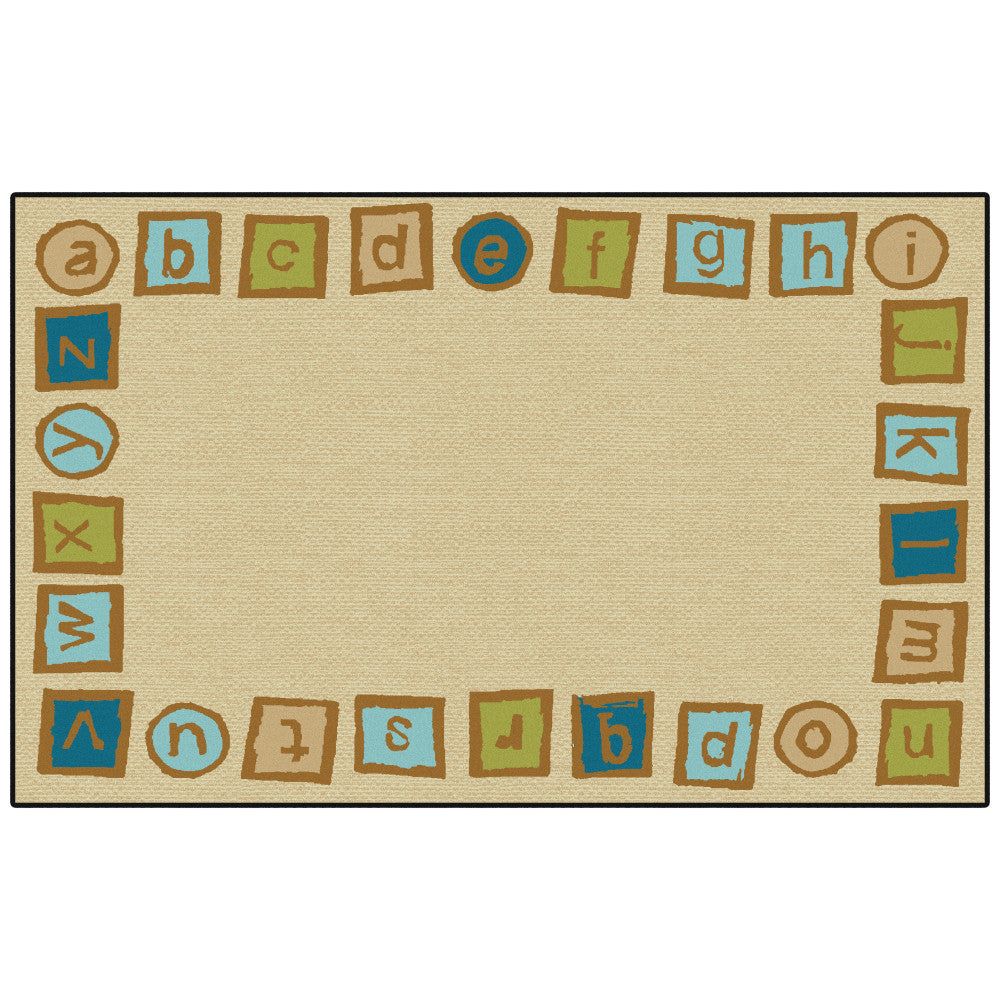 Carpets for Kids KID$Value PLUS Alphabet Blocks Border Rug, 7ft6in x 12ft , Tan