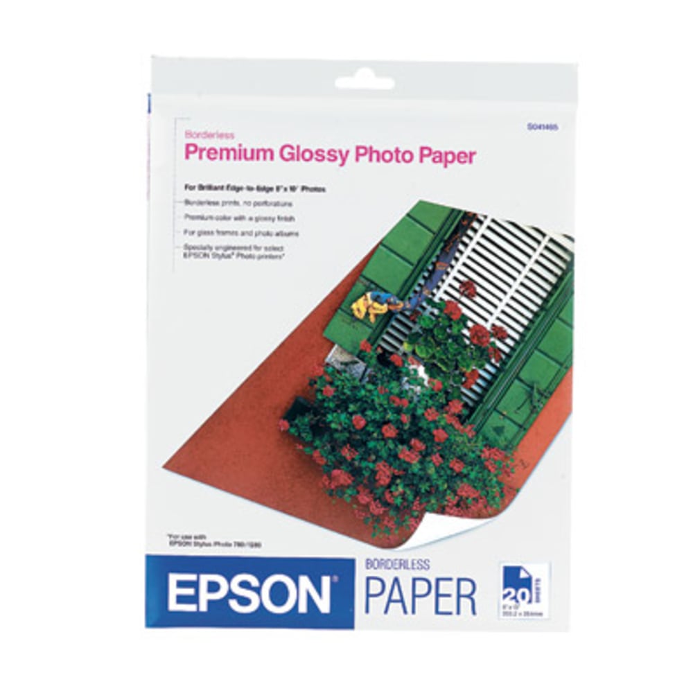 Epson Premium Photo Paper, 8in x 10in, 68 Lb, High Gloss, White, 20 Sheets