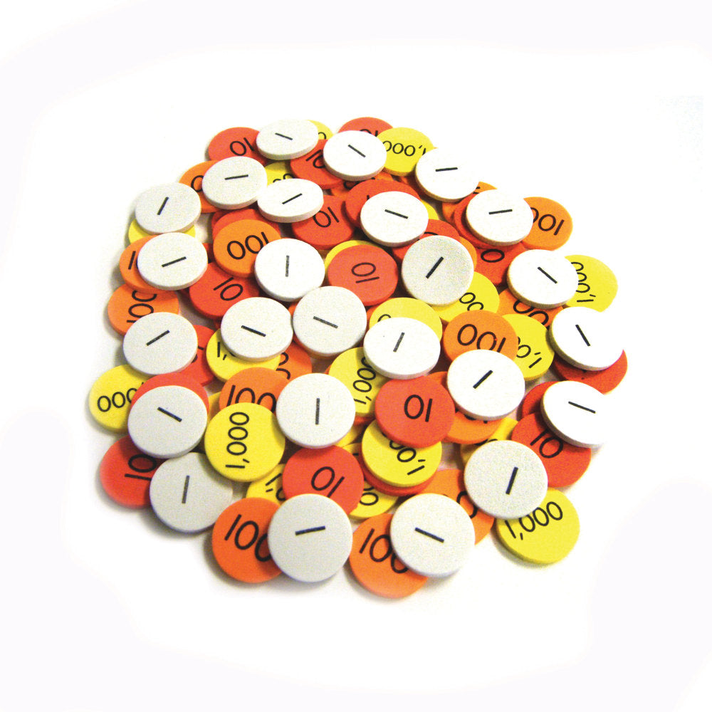 Sensational Math Class Set Place Value Discs, 1in, Assorted Colors, Grade 1 - 4, Pack Of 1,500 Discs