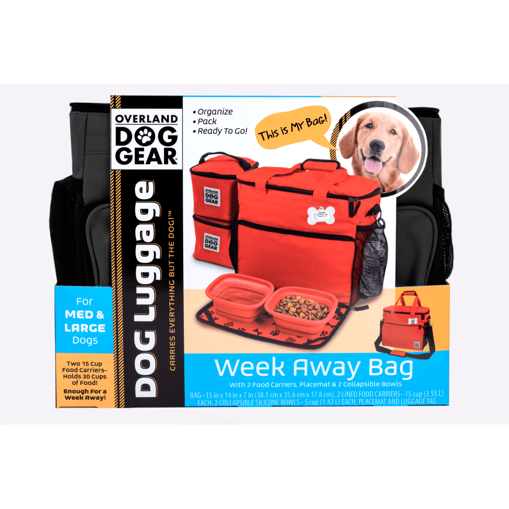 Overland Dog Gear Week Away Bag For Medium/Large Dogs, 14inH x 7inW x 15inD, Black