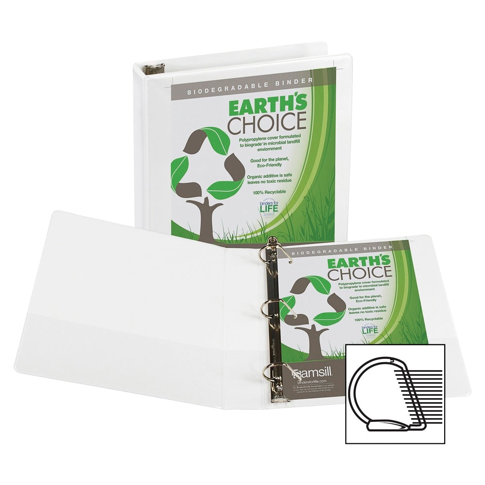 Samsill Earths Choice Vue 3-Ring Binder, 1in D-Rings, White