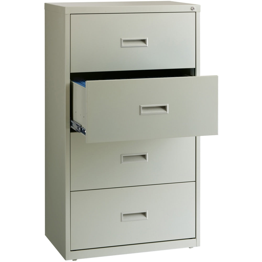 Lorell 30inW x 18-5/8inD Lateral 4-Drawer File Cabinet, Light Gray