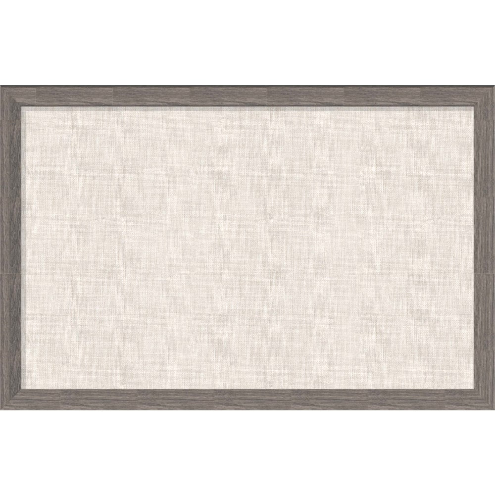 U Brands Linen Bulletin Board, 72in X 47in, Brown Rustic Wood Frame