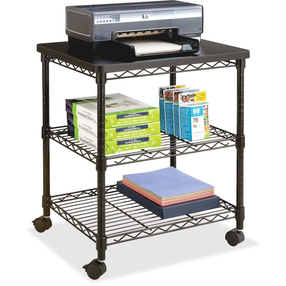 Safco Deskside Wire Machine Stand - 200 lb Load Capacity - 2 x Shelf(ves) - 27in Height x 24in Width x 20in Depth - Steel - Black