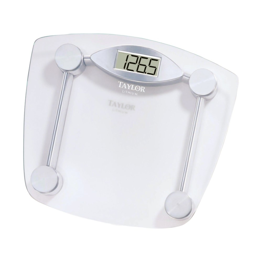 Taylor Precision TAP7506 Chrome & Glass Lithium Digital Scale, 2-1/2inH x 11-3/4inW x 13inD, Chrome