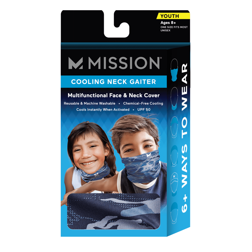 Mission Cooling Neck Gaiter, Youth One Size, Camo