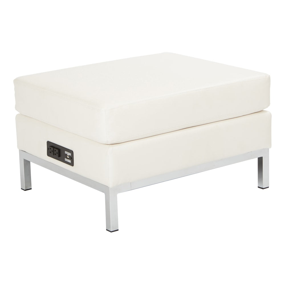 Ave Six Wall Street Charging Ottoman, White