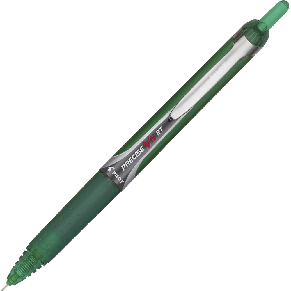 Pilot Precise V5 RT Premium Retractable Rolling Ball Pen, Fine Point, 0.5 mm, Green Barrel, Green Ink