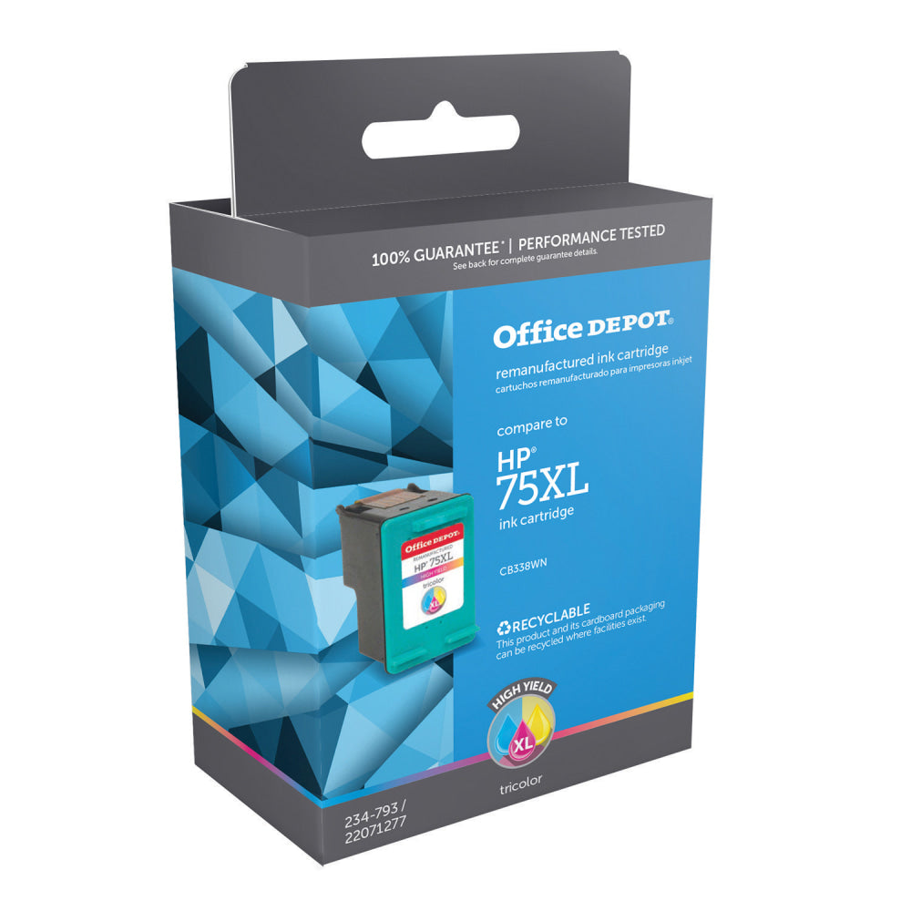 Office Depot Remanufactured Tri-Color High-Yield Ink Cartridge Replacement For HP 75XL