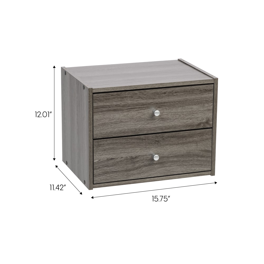 IRIS TACHI 13inH Modular Stacking Storage Box With Drawers, Gray