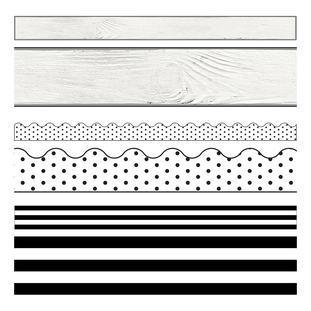 Schoolgirl Style Industrial Chic Border Set, 36ft x 3in, Pack of 34 Strips