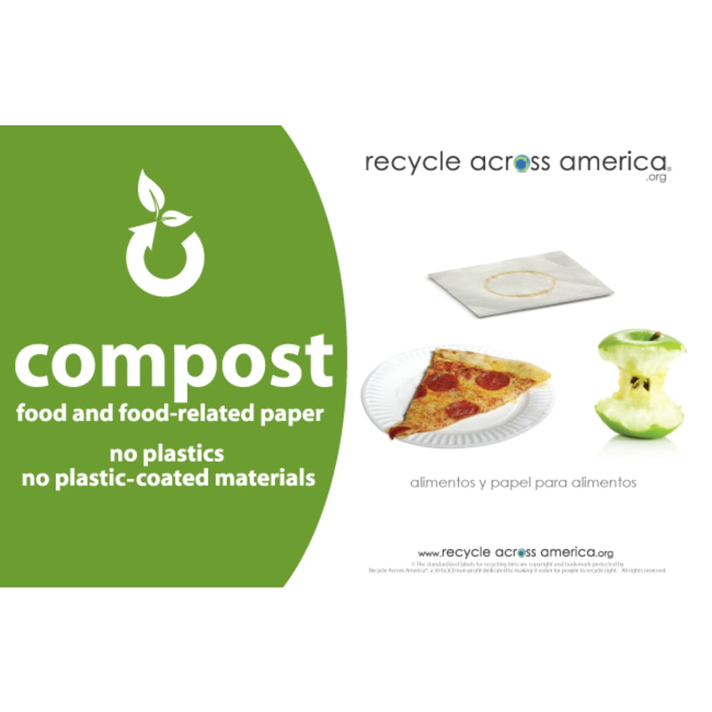 Recycle Across America Compost Standardized Labels, COMP-5585, 5 1/2in x 8 1/2in, Green