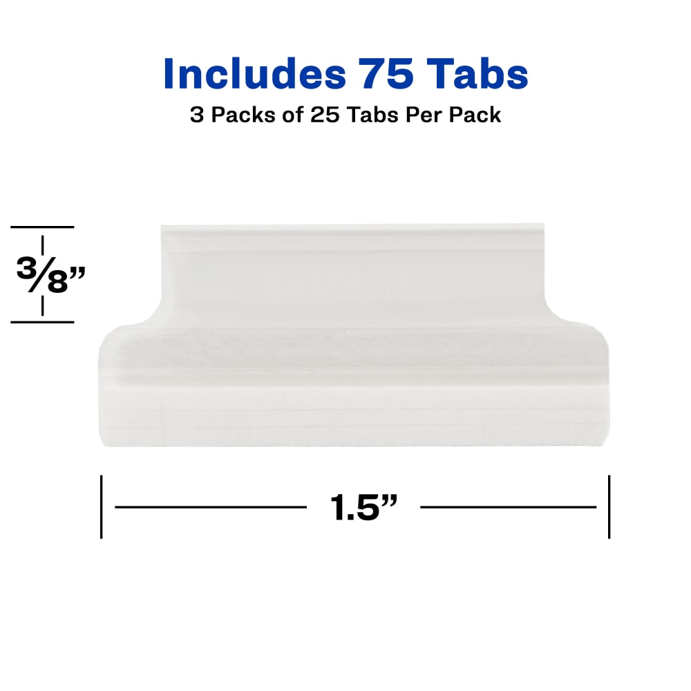 Avery Insertable Self-Adhesive Index Tabs With Printable Inserts, 1.5in, Clear, Pack Of 25