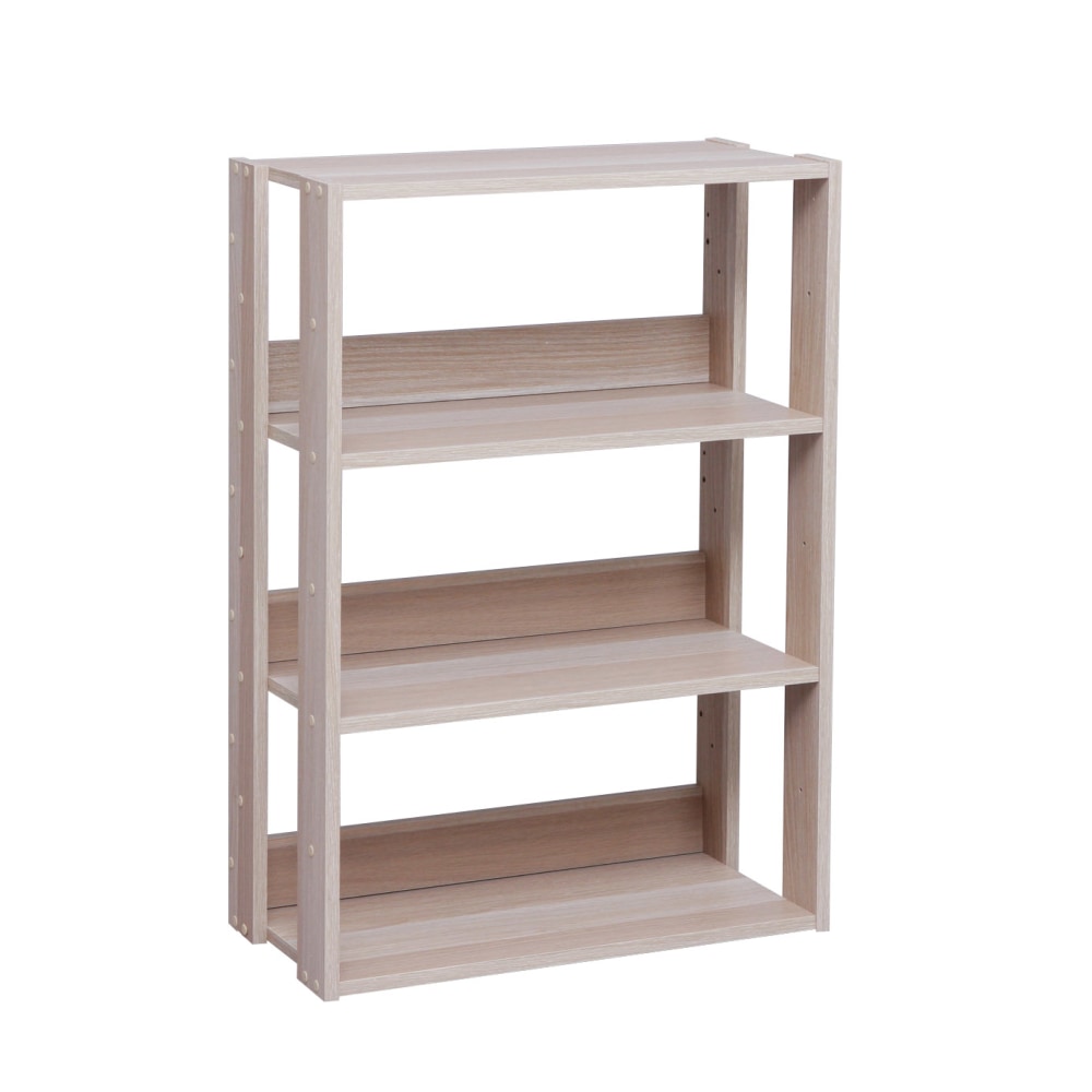 IRIS Mado 35inH 3-Tier Wide Open Shelving Unit, Light Brown