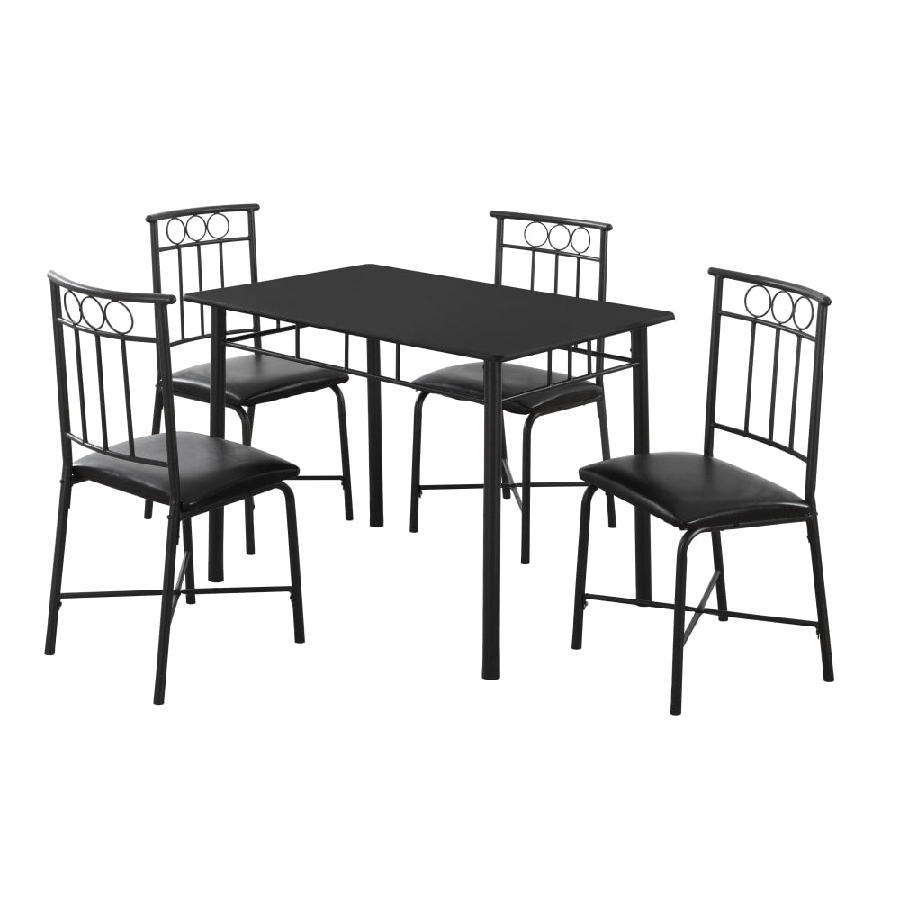 Monarch Specialties Metal 5-Piece Dining Set, Rectangle, Black