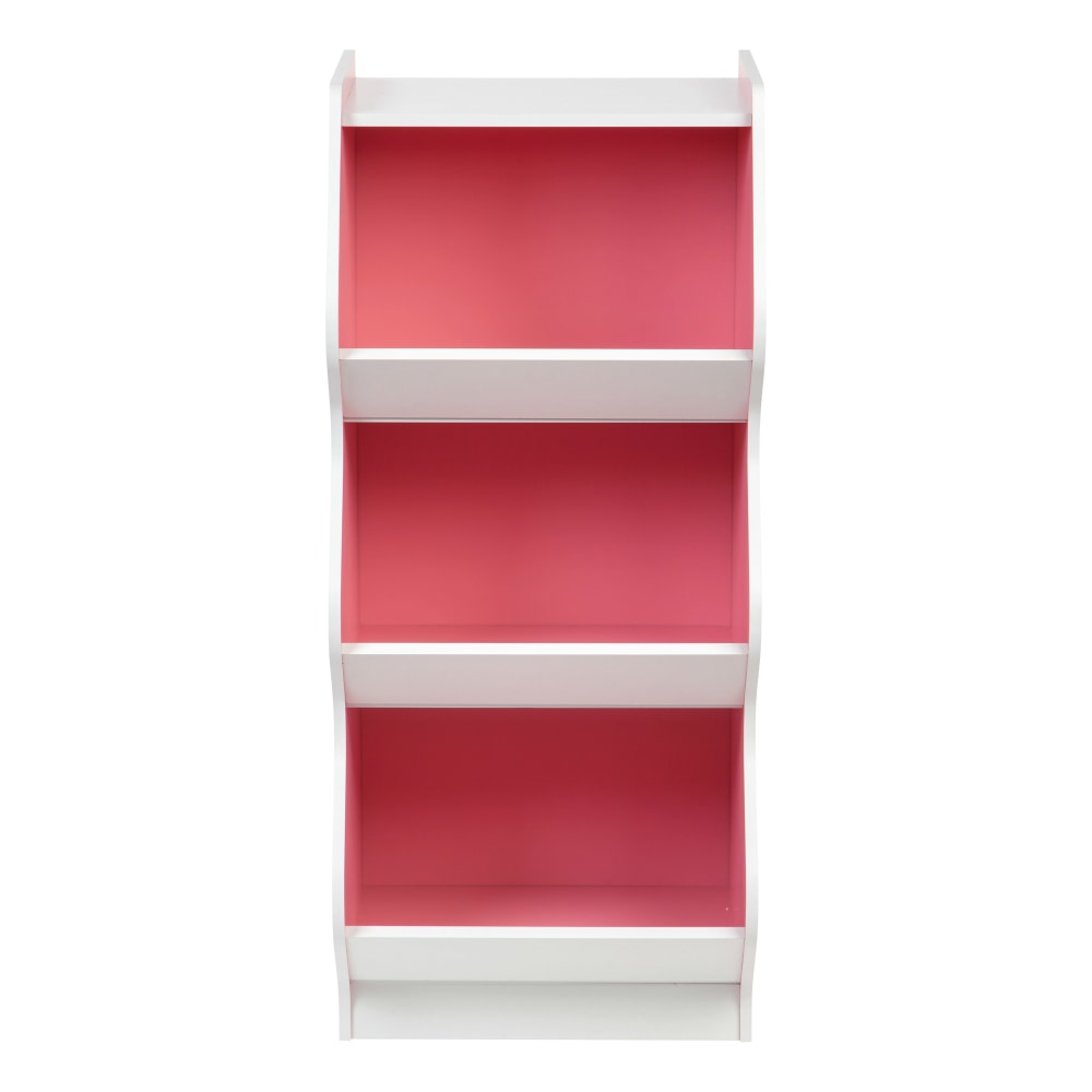 IRIS 38inH 3-Tier Storage Organizer-Shelf With Footboard, Pink/White