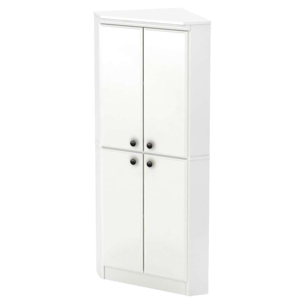 South Shore Morgan 4-Door Corner Armoire, 62-1/4inH x 28-3/4inW x 20-1/2inD, Pure White