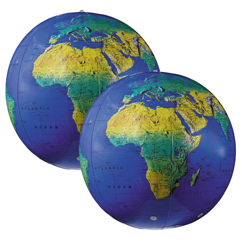 Replogle Inflatable Topographical Globes, 12in, Pack Of 2 Globes