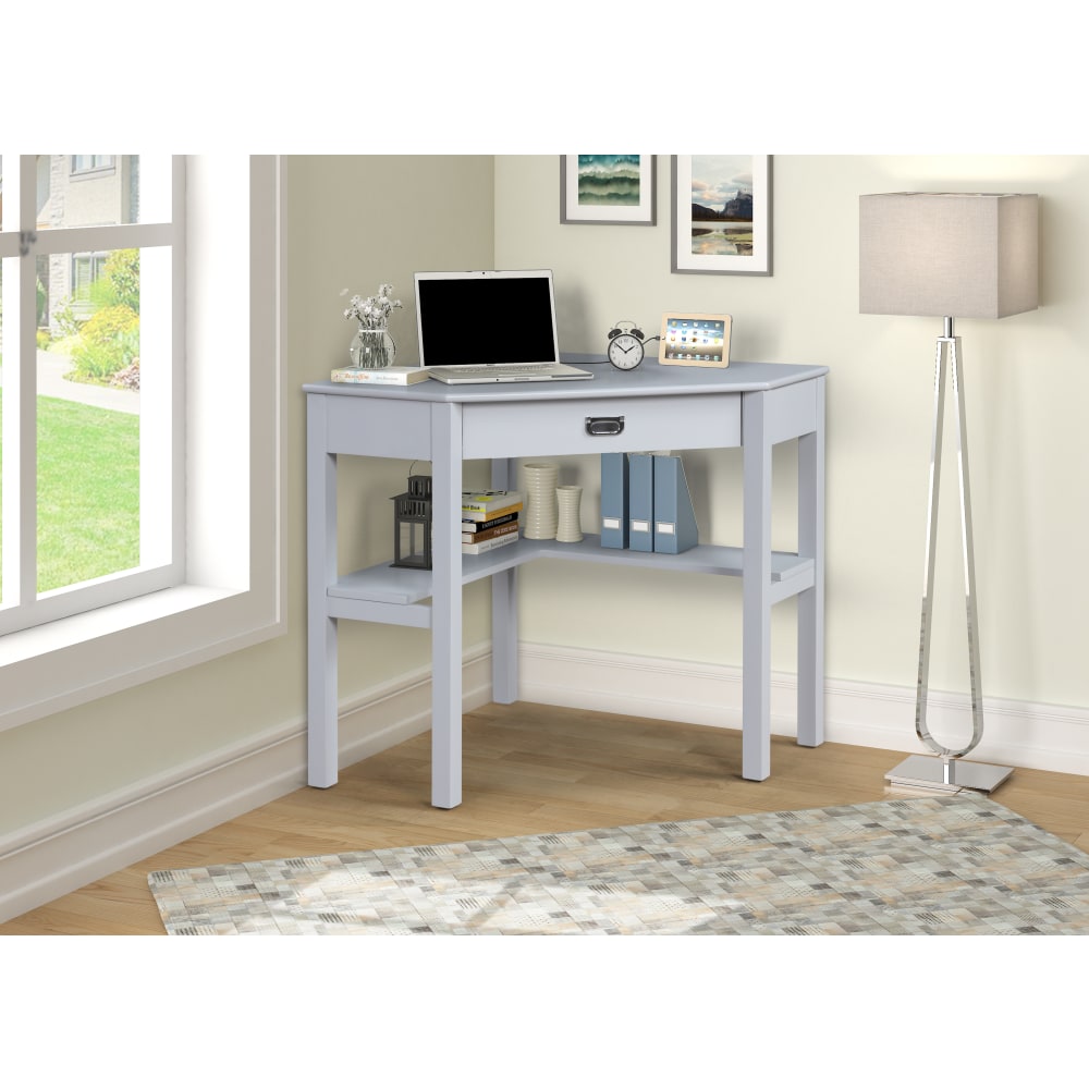 Linon Ari 29inW Home Office Corner Writing Desk, Gray