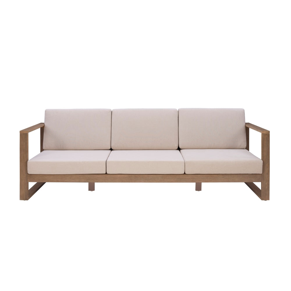 Linon Boleyn Outdoor 3-Seater Sofa, 33inH x 91-1/3inW x 30-1/4inD, Beige/Natural