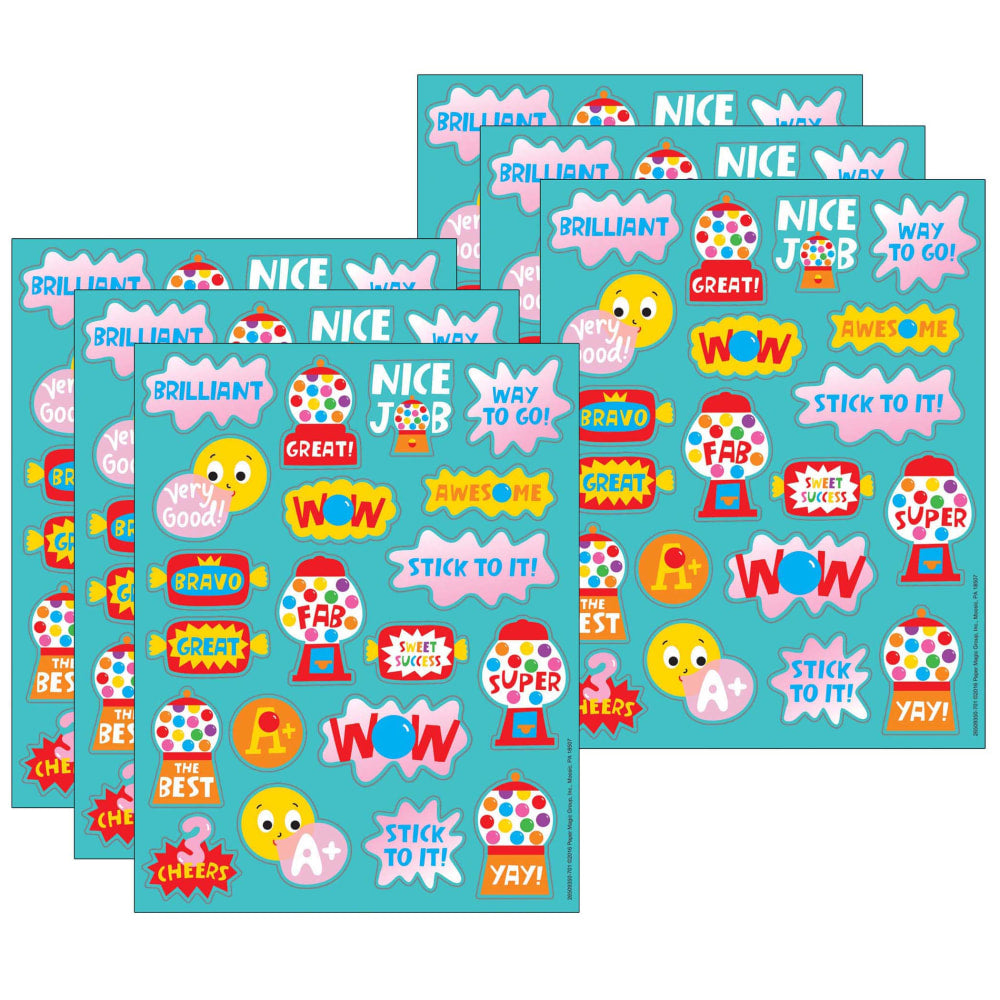 Eureka Scented Stickers, Bubblegum, 80 Stickers Per Pack, Set Of 6 Packs