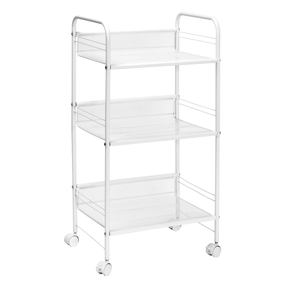 Honey Can Do 3-Shelf Steel Wire Rolling Cart, 34-3/4inH x 18inW x 13inD, White