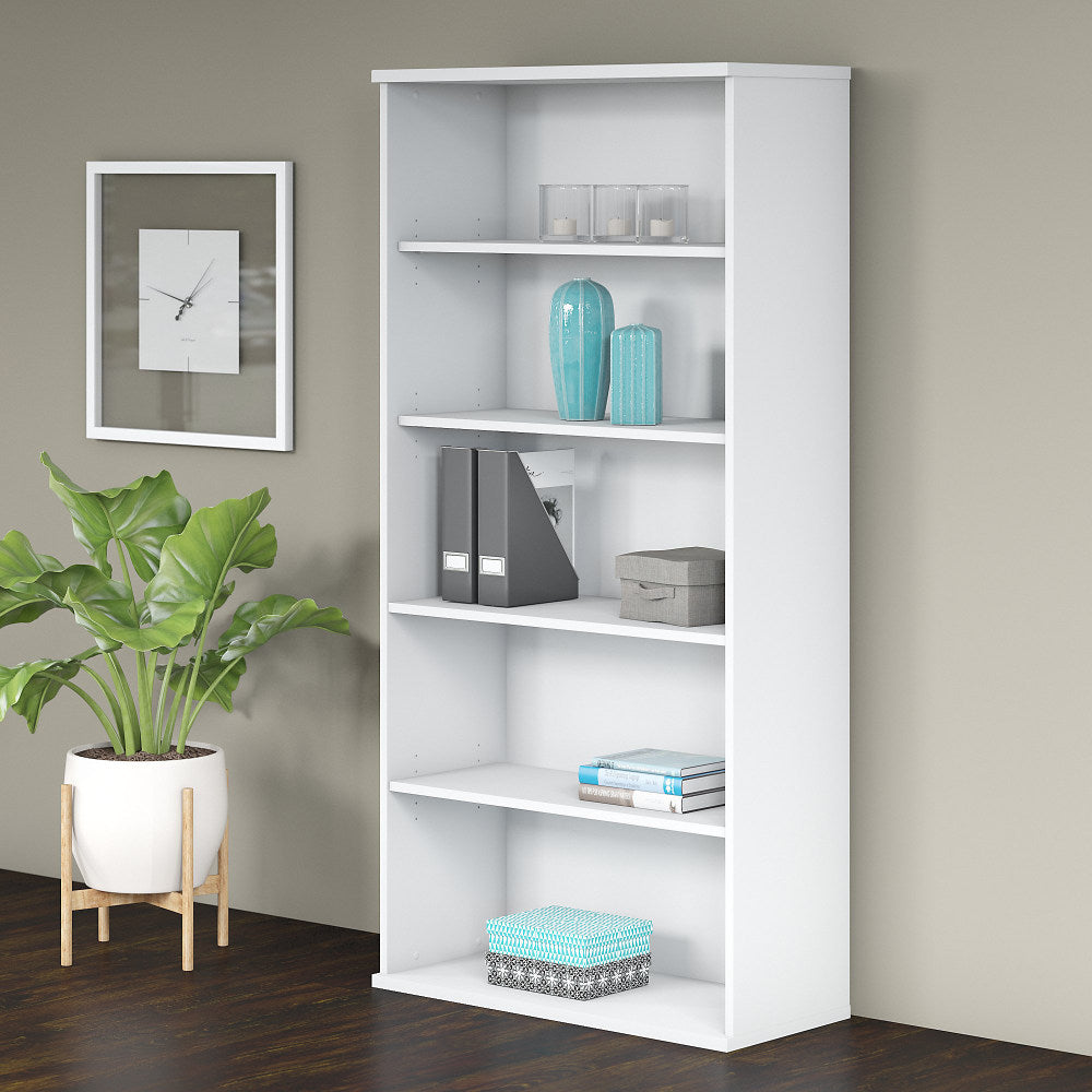 Bush Business Furniture Studio C 73inH 5-Shelf Bookcase, White, Standard Delivery