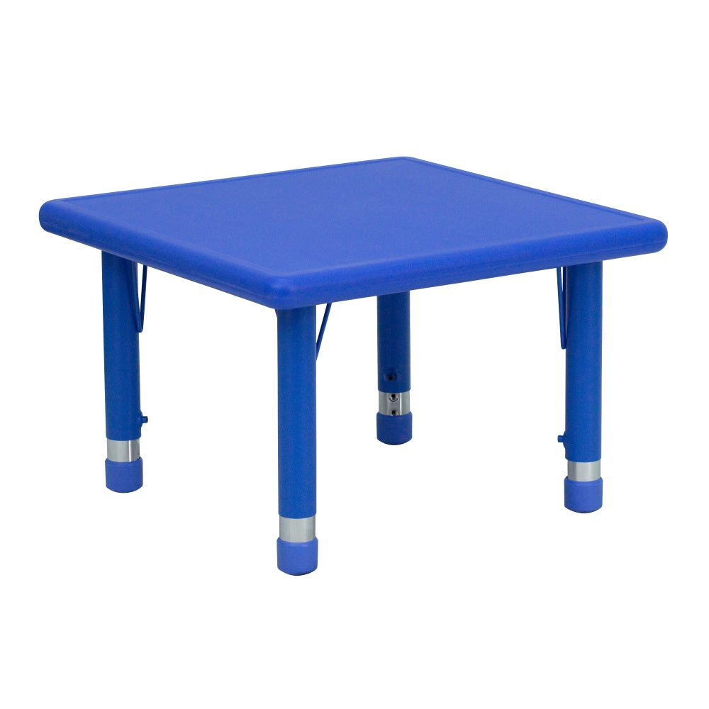 Flash Furniture 24in Square Plastic Height-Adjustable Activity Table, Blue