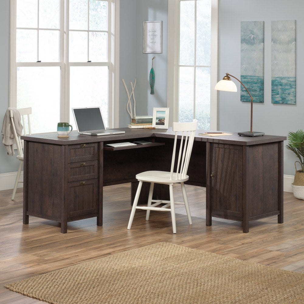 Sauder Costa 65inW L-Shaped Computer Desk, Coffee Oak