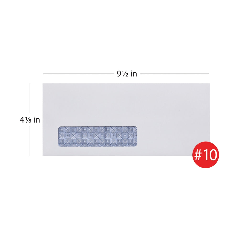 Office Depot Brand #10 Lift & Press Premium Security Envelopes, Left Window, Self Seal, 100% Recycled, White, Box Of 250