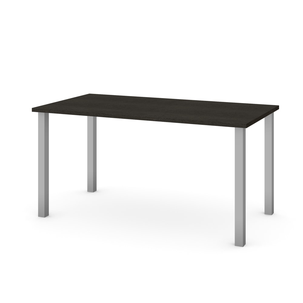 Bestar Universal 60inW Table Computer Desk With Square Metal Legs, Deep Gray