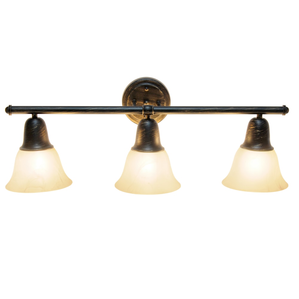 Lalia Home Essentix 3-Light Wall Mounted Vanity Light Fixture, 26-1/2inW, Alabaster White/Oil Rubbed Bronze