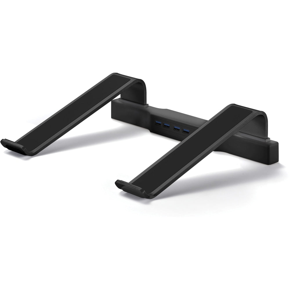 DAC Non-Skid Laptop Stand With 4-Port USB 3.0 Hub - 3in Height x 9.8in Width - Aluminum Alloy - Black