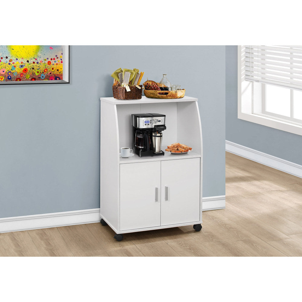 Monarch Specialties Kitchen Cart - 33inH / White On Castors