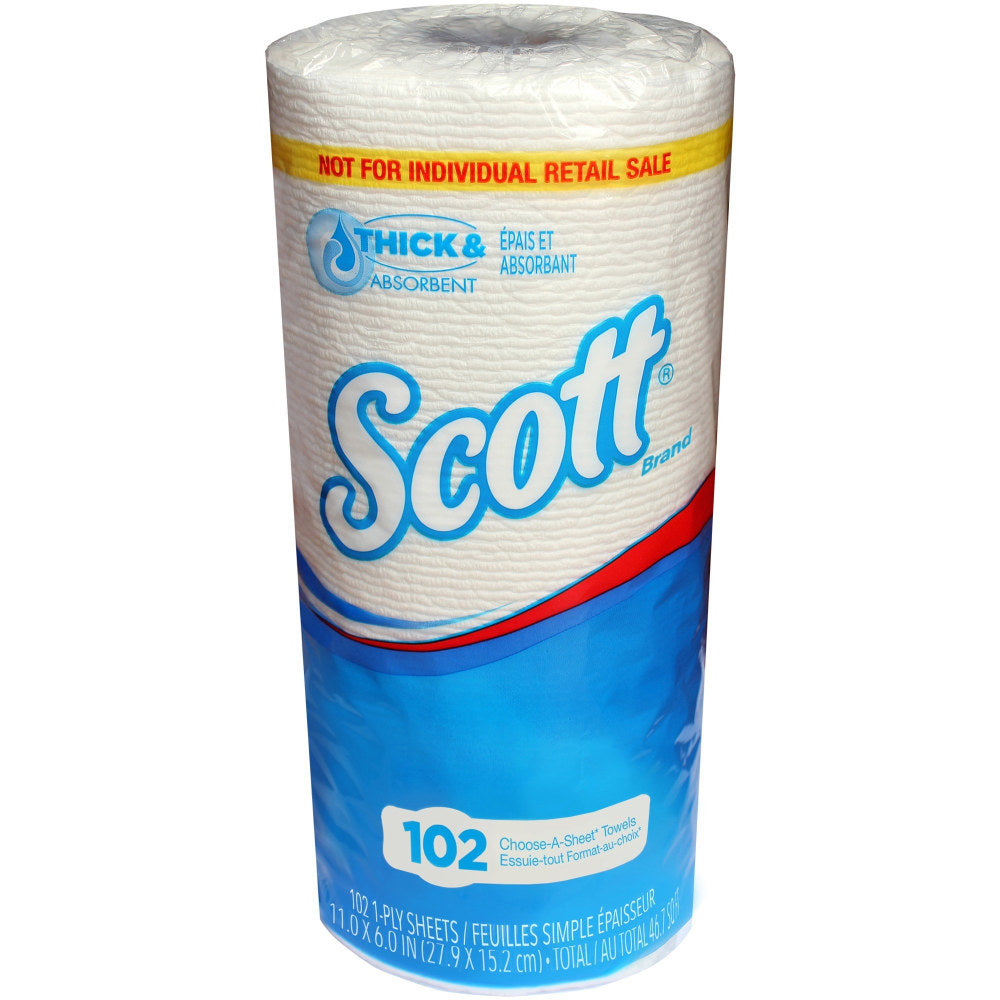 Scott Choose-A-Sheet 1-Ply Paper Towels, 102 Sheets Per Roll, Pack Of 24 Rolls