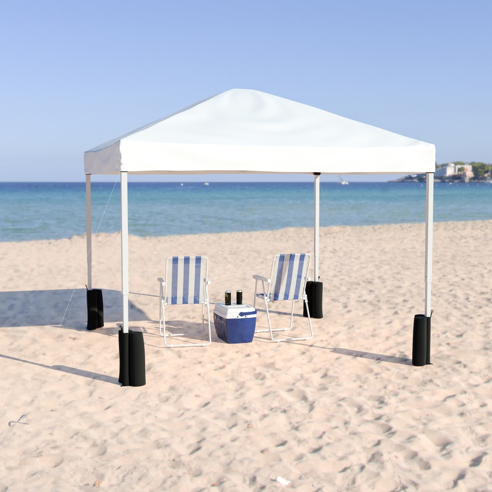 Flash Furniture Pop-Up Event Canopy Tent With Sandbags And Wheeled Case, 106inH x 116inW x 116inD, White