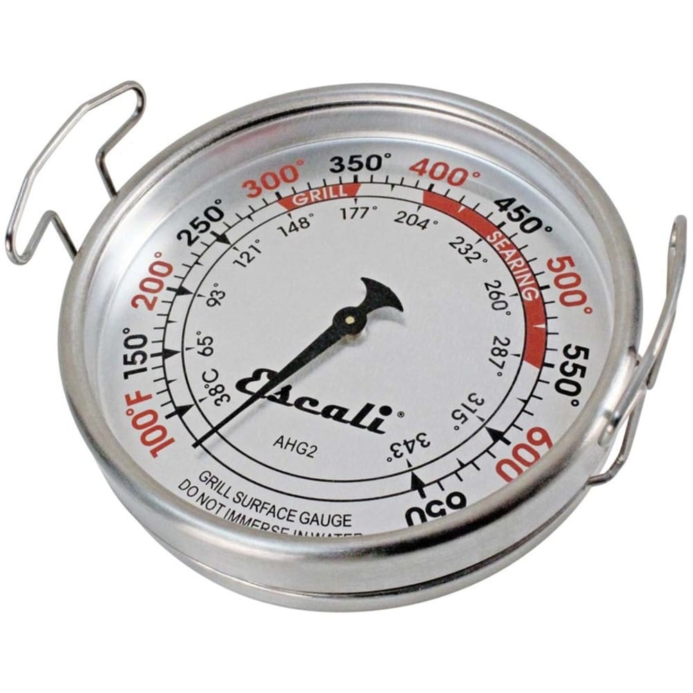 Escali Extra Large Grill Surface Thermometer - 100 deg.F (37.8 deg.C) to 650 deg.F (343.3 deg.C) - Large Display, Easy to Read, Durable - For Food, Cooking, Surface, Searing