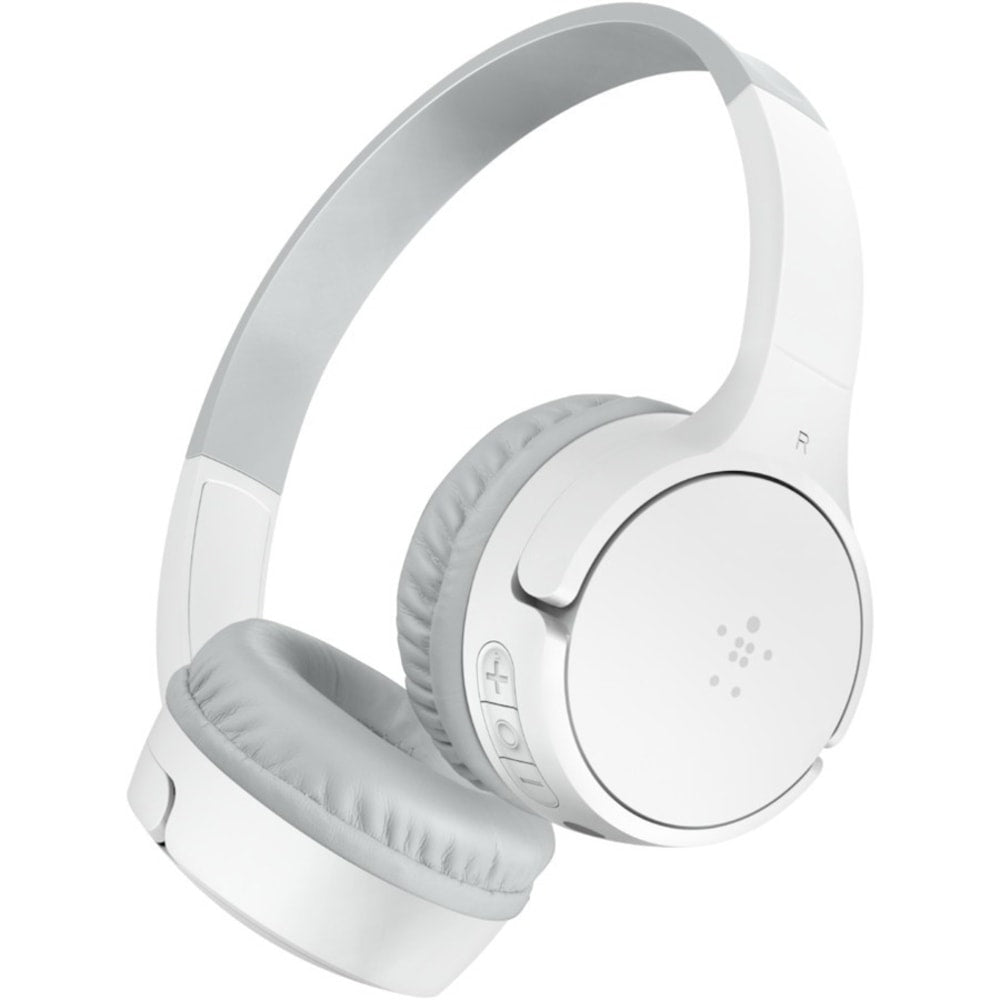 Belkin SoundForm Mini - Headphones with mic - on-ear - Bluetooth - wireless - 3.5 mm jack - white