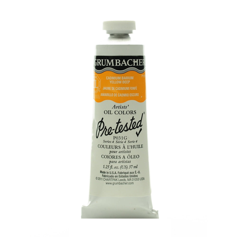 Grumbacher P031 Pre-Tested Artists Oil Colors, 1.25 Oz, Cadmium Barium Yellow Deep