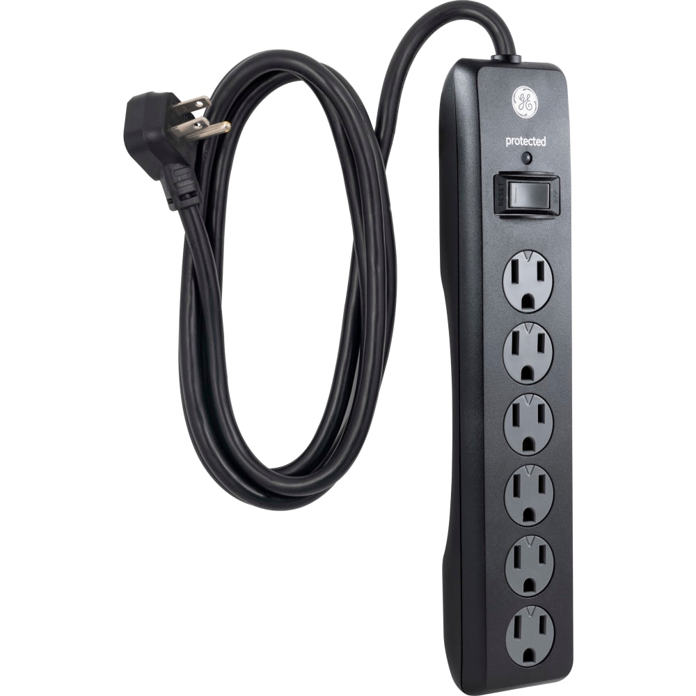 GE 6-Outlet Surge Protector, 6ft Cord, Black