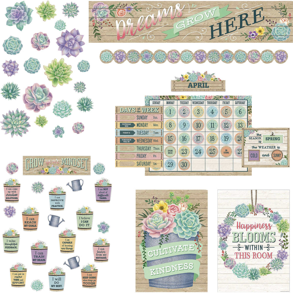 Teacher Created Resources Board Decorative Set, 1-1/2in x 18in x 30-1/4in, Rustic Bloom